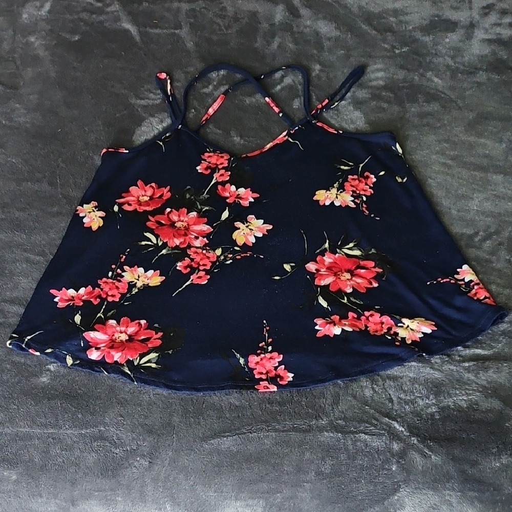 Papermoon Dark Blue Camisole with Pink Floral Design